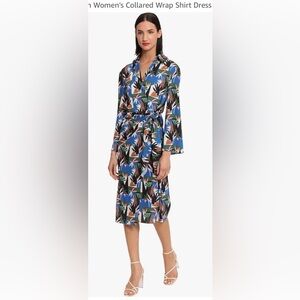 Donna Morgan Long Sleeve Jungle Print Wrap Dress